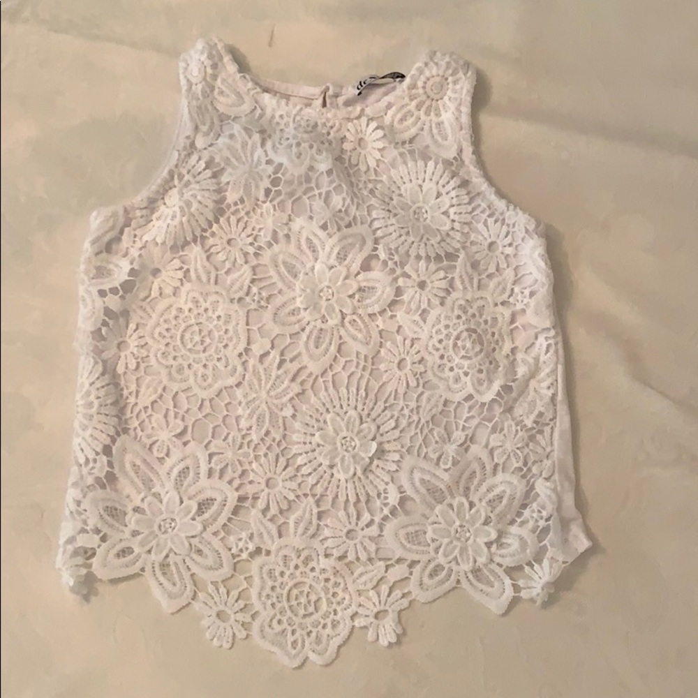 Girls lace floral tank